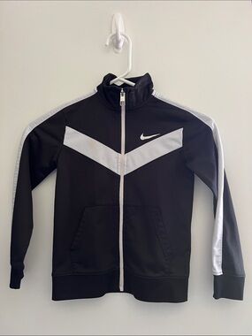 Nike Black and White Chevron Zip-Front Track Jacket